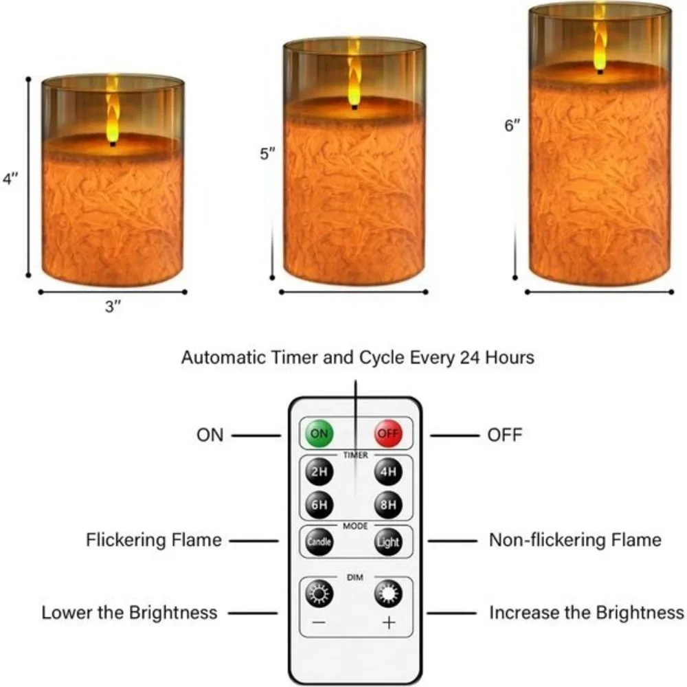 Flameless Battery Operated Candles with‎ Timer Remote